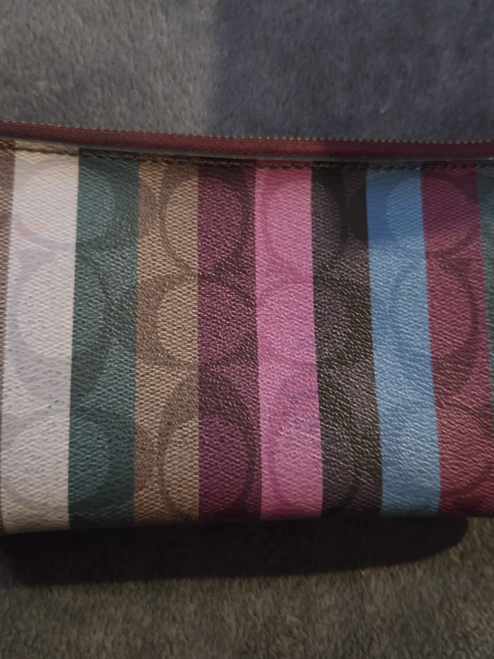 COACH Multicolor Signature Stripe Wristlet - Pink, Blue & Brown - Picture 2 of 8